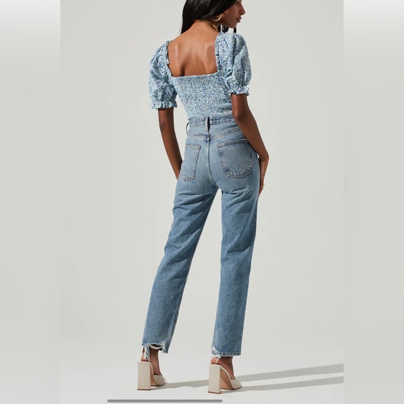 Astr the label LACE UP FLORAL TIE FRONT PUFF SLEEVE,SizeS - Picture 2 of 3